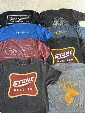 Stone Glacier Logo Tee Bundle - 8 Multi Color Shirts
